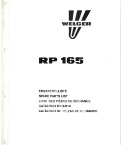 Welger RP165 Round Baler Parts manual catalog PDF Download