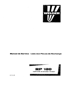 Welger RP180_06.1980 Round Baler Parts manual catalog PDF Download
