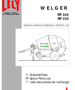 Welger RP202_RP220_07.2002 Round Baler Parts manual catalog PDF Download
