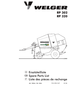 Welger RP302_RP320_2004 Round Baler Parts manual catalog PDF Download