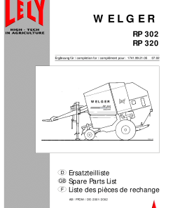 Welger RP302_RP320_suppl Round Baler Parts manual catalog PDF Download