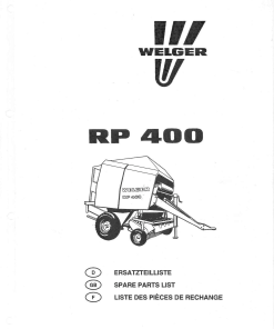 Welger RP400 Round Baler Parts manual catalog PDF Download