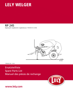 Welger RP_245_Suppl Round Baler Parts manual catalog PDF Download
