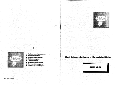 Welger ap40_06.64 Parts manual catalog PDF Download