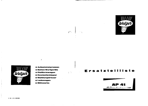 Welger ap41_03.70 Parts manual catalog PDF Download