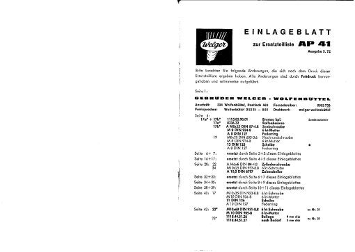 Welger ap41_05.72 Parts manual catalog PDF Download