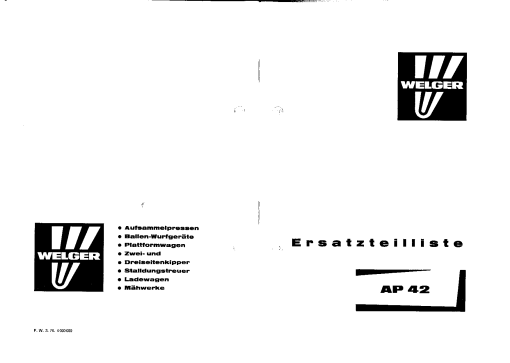 Welger ap42_03.76 Parts manual catalog PDF Download