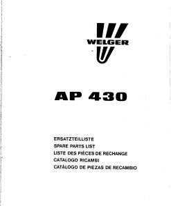 Welger ap430 Parts manual catalog PDF Download
