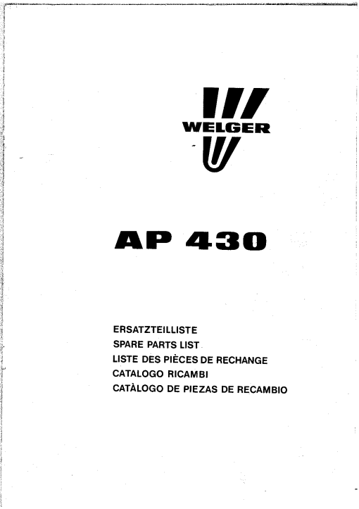 Welger ap430 Parts manual catalog PDF Download