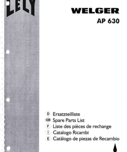Welger ap630 Parts manual catalog PDF Download