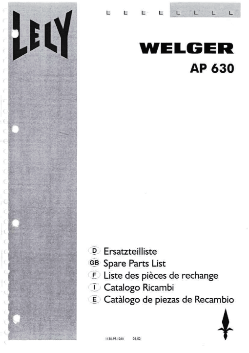 Welger ap630 Parts manual catalog PDF Download