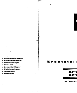 Welger ap71 Parts manual catalog PDF Download