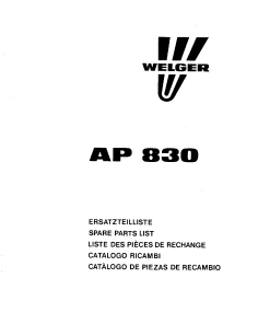Welger ap830_ Parts manual catalog PDF Download