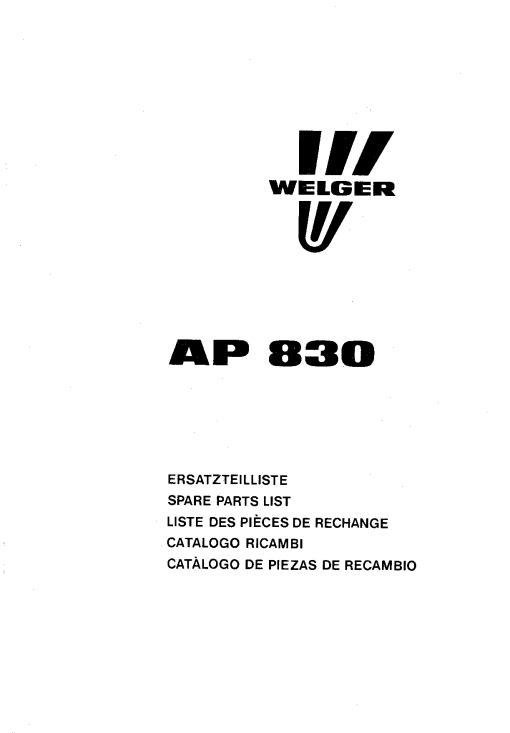 Welger ap830_ Parts manual catalog PDF Download