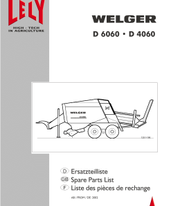 Welger d4060_6060 Parts manual catalog PDF Download