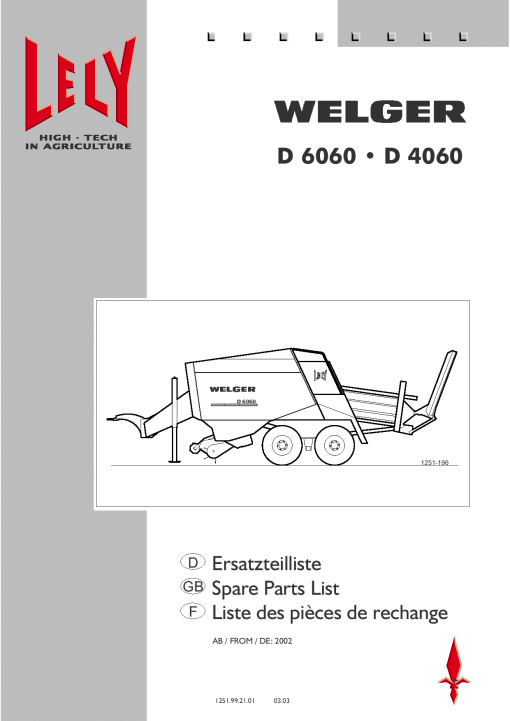 Welger d4060_6060 Parts manual catalog PDF Download