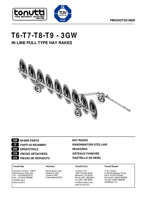 Wolagri T6_T7_T8_T9 Parts manual catalog PDF Download