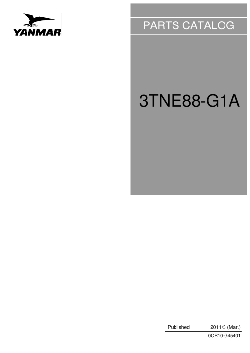 Yanmar 3TNE88-G1A Parts manual catalog PDF Download