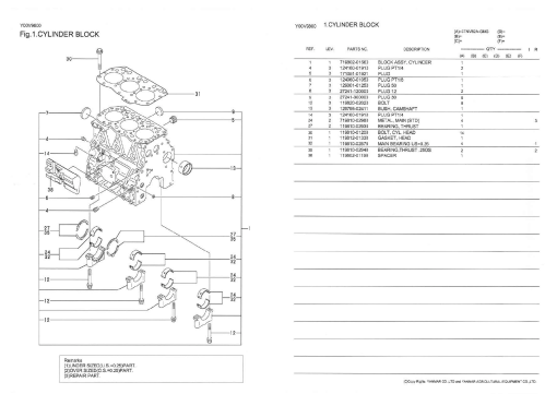 Yanmar 3TNV82 Parts manual catalog PDF Download