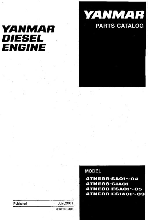 Yanmar 4TNE88-SA01 Parts manual catalog PDF Download