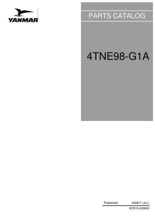 Yanmar 4TNE98-G1A Parts manual catalog PDF Download