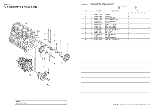 Yanmar 4TNV88 Parts manual catalog PDF Download