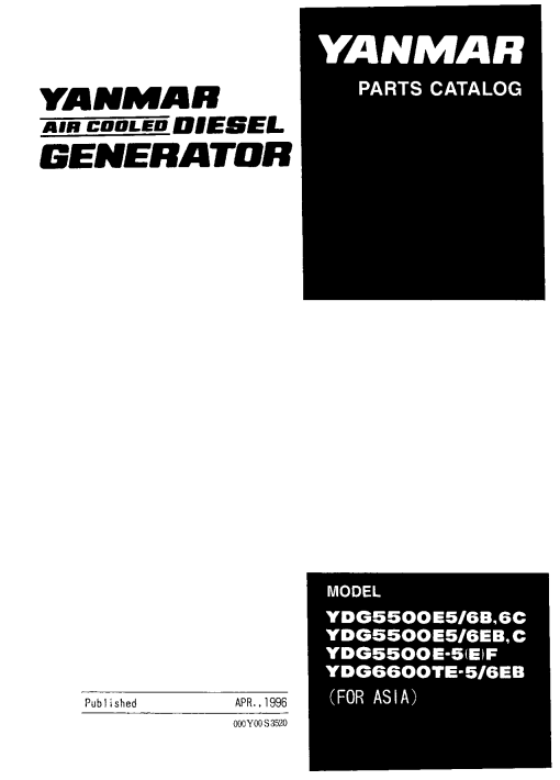 Yanmar YDG5500EE Parts manual catalog PDF Download