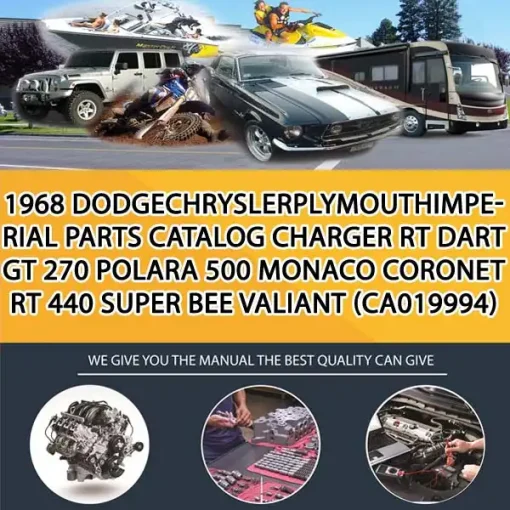 1968 DodgeChryslerPlymouthImperial Parts Catalog Charger RT Dart Gt 270 Polara 500 Monaco Coronet RT 440 Super Bee Valiant (CA019994)