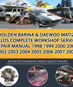 Holden Barina & Daewoo Matiz Kalos Complete Workshop Service Repair Manual 1998 1999 2000 2001 2002 2003 2004 2005 2006 2007 2008 (CA000901)