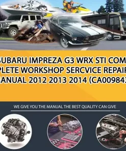 Subaru Impreza G3 Wrx Sti Complete Workshop Sercvice Repair Manual 2012 2013 2014 (CA009843)