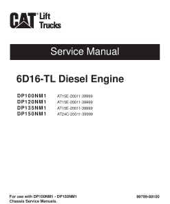 Caterpillar 6D16-TL Diesel Engine for DP- 100 120 135 150-NM1 Forklift Repair Service Workshop Manual PDF Download