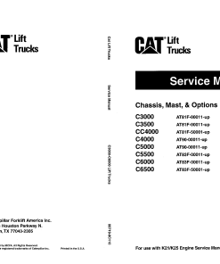 Caterpillar C3000, C- 3500 4000 5000 6000 6500, CC4000 Cushion Tire Forklift Repair Service Workshop Manual PDF Download