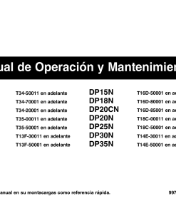 Caterpillar DP20CN, DP-15 18 20 25 30 35-N Small Pneumatic 1-5 ton Spanish Forklift Repair Service Workshop Manual PDF Download