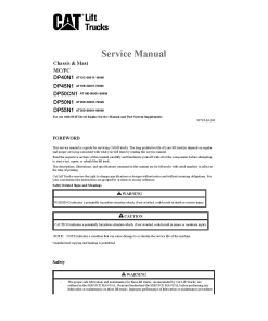 Caterpillar DP50CN1, DP- 40 45 50 55 -N1 Medium Pneumatic 4-5ton Forklift Repair Service Workshop Manual PDF Download
