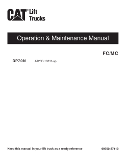 Caterpillar DP70N Extra Large Pneumatic 6-16ton Forklift Operation Maintenance Manual PDF Download