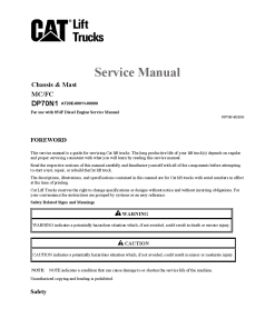 Caterpillar DP70N1 Extra Large Pneumatic 6-16ton Forklift Repair Service Workshop Manual PDF Download