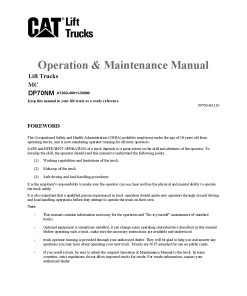 Caterpillar DP70NM Extra Large Pneumatic 6-16ton Forklift Operation Maintenance Manual PDF Download