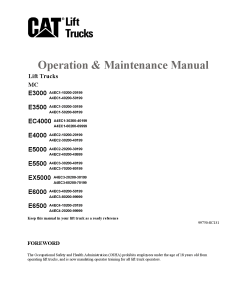 Caterpillar E3000 E3500 EC4000 E4000 Electric Sit Down Riders Forklift Operation Maintenance Manual PDF Download