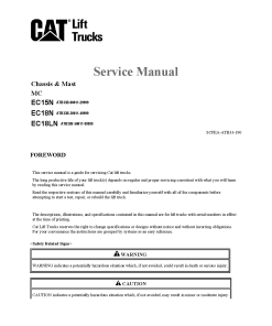 Caterpillar EC15N EC18N EC18LN Electric Sit Down Riders Forklift Repair Service Workshop Manual PDF Download