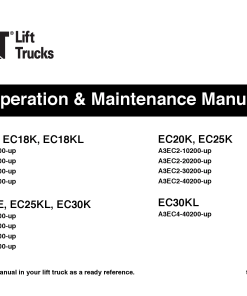 Caterpillar EC20K, EC25K, EC30KL Electric Sit Down Riders Forklift Operation Maintenance Manual PDF Download
