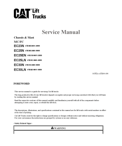 Caterpillar EC25EN, EC-23 25 30-N, EC-25 30-LN Electric Sit Down Riders Forklift Repair Service Workshop Manual PDF Download