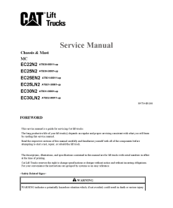 Caterpillar EC25EN2, EC-22 25-N2, EC-25 30-LN2 Electric Sit Down Riders Forklift Repair Service Workshop Manual PDF Download