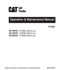 Caterpillar EP16PNT EP18PNT EP20PNT Electric Sit Down Riders EBT25 26-00012-UP Forklift Operation Maintenance Manual PDF Download