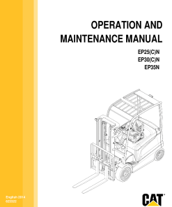 Caterpillar EP25CN EP30CN Electric Sit Down Riders Forklift Operation Maintenance Manual PDF Download