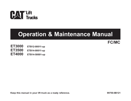 Caterpillar ET3000 ET3500 ET4000 Electric Sit Down Riders Forklift Operation Maintenance Manual PDF Download