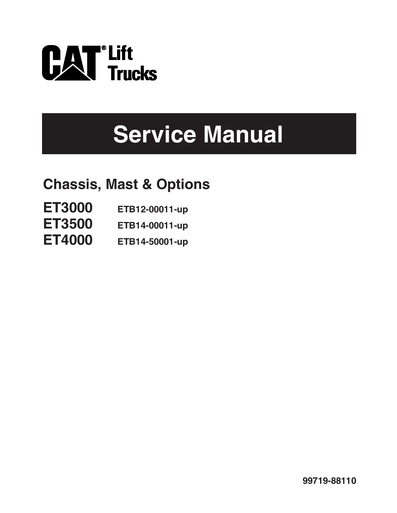 Caterpillar ET3000 ET3500 ET4000 Electric Sit Down Riders Forklift Repair Service Workshop Manual PDF Download