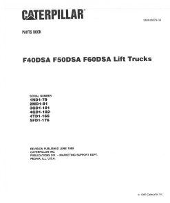 Caterpillar F- 40D 50D 60D -SA Sit Down Riders serial 1ND1 2MD1 3GD1 4TD1 5FD1 Forklift Parts Catalog Manual PDF Download