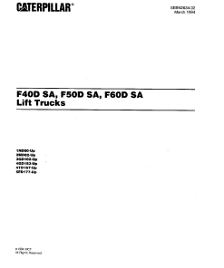 Caterpillar F- 40D 50D 60D -SA Sit Down Riders serial 1ND80 2MD82 4GD183 4TD167 5FD177 Forklift Parts Catalog Manual PDF Download
