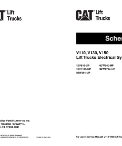 Caterpillar Forklift V110, V130, V150 Schematic, Lubrication & Maintenance Data PDF Download
