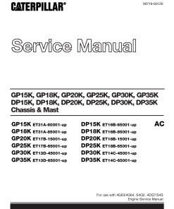 Caterpillar GP15K, GP18K, GP-20 25 30 35 -K Small Pneumatic 1-5 ton Forklift Repair Service Workshop Manual PDF Download